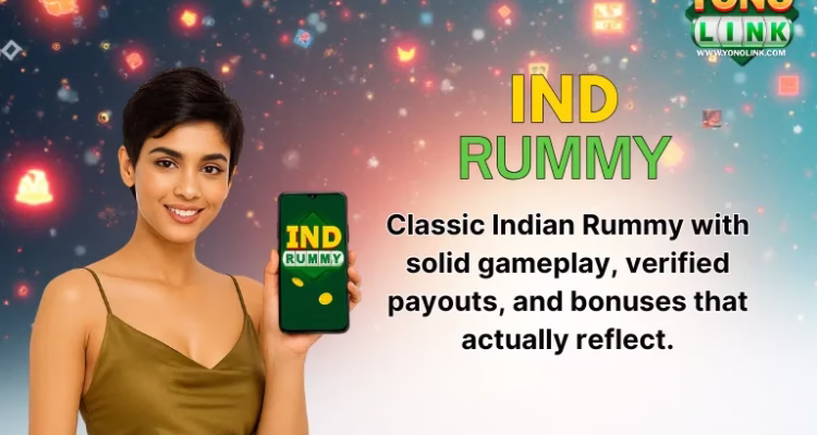 Ind rummy yono apk download 2026 updated informational banner with mobile rummy app preview.