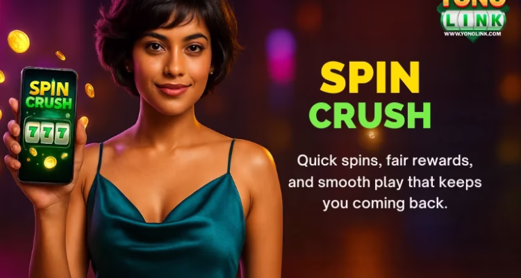 Spin Crush Yono APK download 2026 skill-based gaming banner.