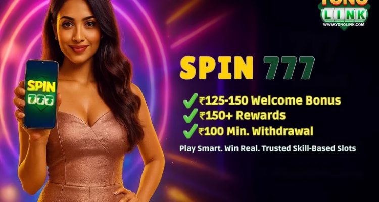 Spin 777 Yono APK download 2026 skill-based gaming banner.