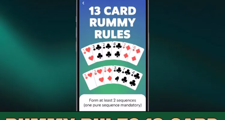 Rummy rules 13 card game India guide with card sequence example.