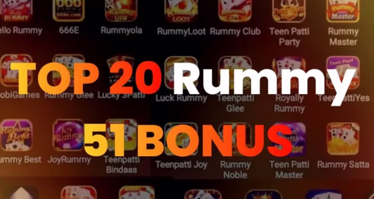 Top 20 Rummy 51 bonus apps 2026 comparison banner.