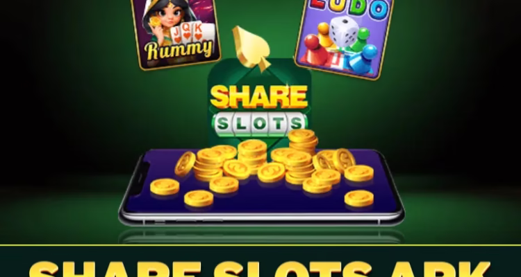 Share Slots APK download 2026 mobile gaming banner.