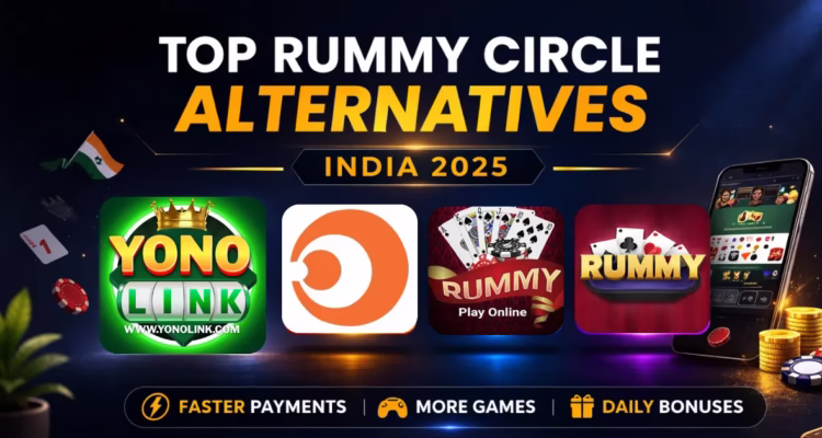 Rummy Circle alternatives comparison banner with mobile card game apps.